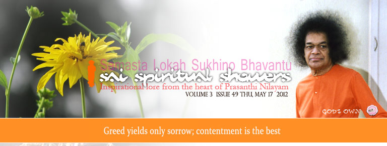 Sai Spiritual Showers:           VOLUME 3  issue 49 thu, MAY 17  2012